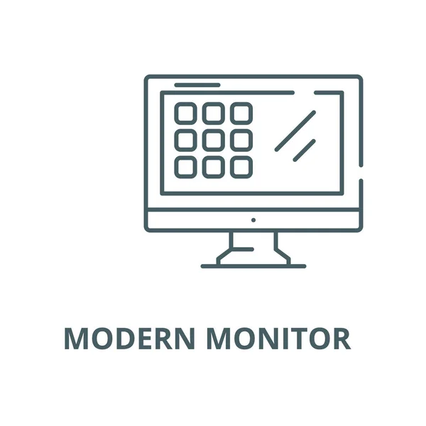 Ícone de linha vetorial monitor moderno, conceito linear, sinal de contorno, símbolo — Vetor de Stock