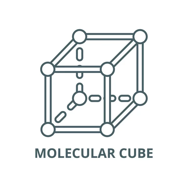 Moleculaire kubus vector lijn pictogram, lineair concept, omtrek teken, symbool — Stockvector