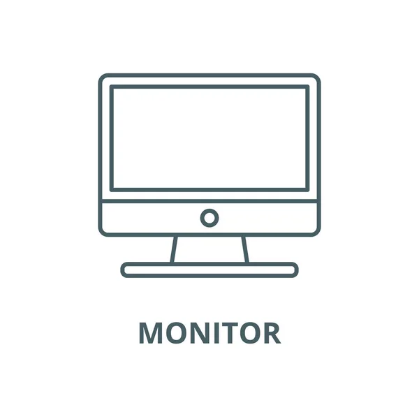 Monitor vetor ícone de linha, conceito linear, sinal de contorno, símbolo — Vetor de Stock
