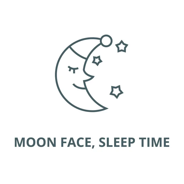 Moon Face, Sleep Time vektor linje ikon, linjär koncept, kontur skylt, symbol — Stock vektor