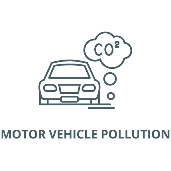 Icono de línea vectorial de contaminación de vehículos de motor, concepto lineal, signo de contorno, símbolo — Vector de stock