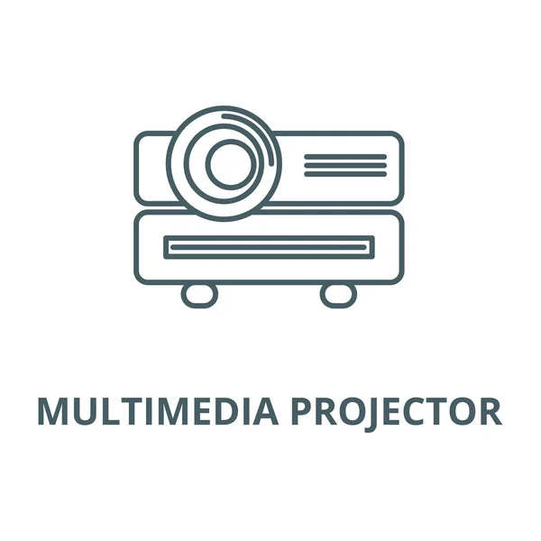Multimedia-Projektor Vektor-Liniensymbol, lineares Konzept, Umrisszeichen, Symbol — Stockvektor
