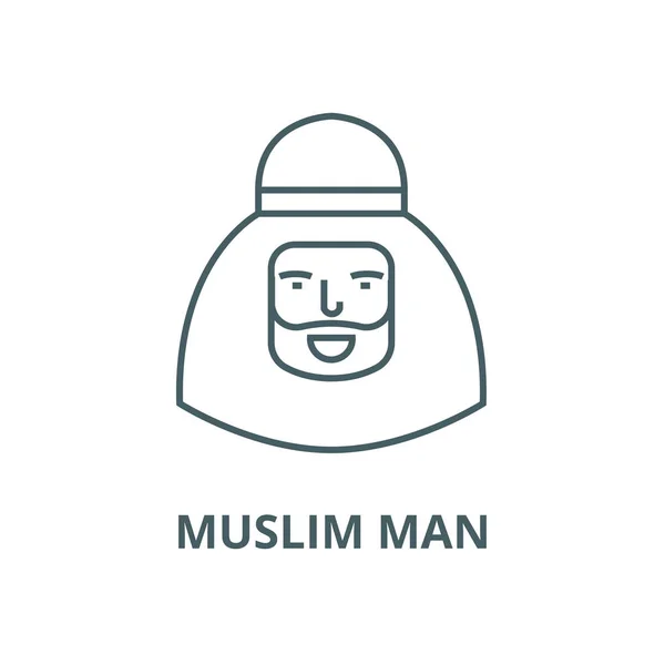 Müslüman adam vektör çizgi simgesi, doğrusal kavram, anahat işareti, sembol — Stok Vektör