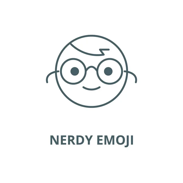 Nerdy Emoji Vektor Line Icon, lineares Konzept, Umrisszeichen, Symbol — Stockvektor