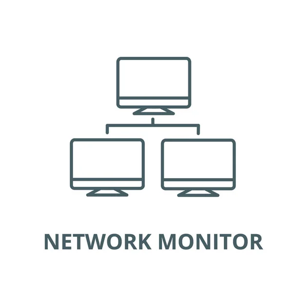 Icône de ligne vectorielle de moniteur réseau, concept linéaire, signe de contour, symbole — Image vectorielle