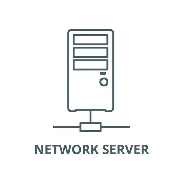 Netzwerk-Server-Vektor-Zeilensymbol, lineares Konzept, Umrisszeichen, Symbol — Stockvektor