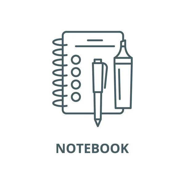 ノートブックベクトルラインアイコン、線形概念、アウトライン記号、記号 — ストックベクタ