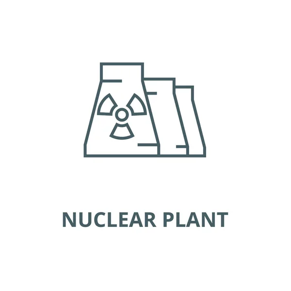 Ícone de linha vetorial de planta nuclear, conceito linear, sinal de contorno, símbolo — Vetor de Stock