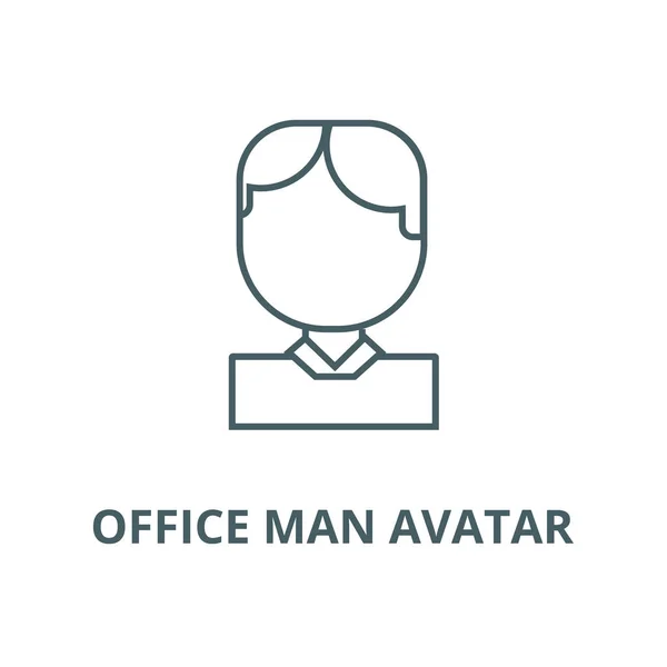Office man avatar vectoriel ligne icône, concept linéaire, contour signe, symbole — Image vectorielle