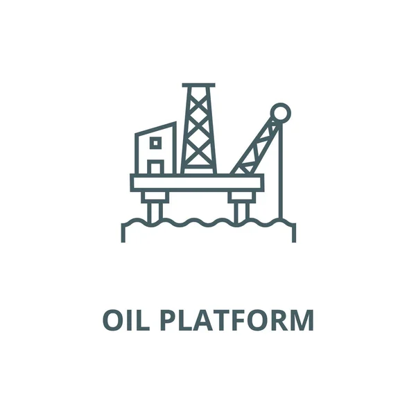 Icono de línea de vector de plataforma de aceite, concepto lineal, signo de contorno, símbolo — Vector de stock