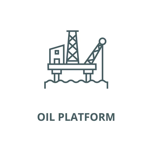 Olieplatform vector lijn pictogram, lineair concept, omtrek teken, symbool — Stockvector