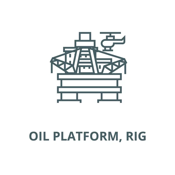 Plataforma petrolífera, icono de línea vectorial de plataforma, concepto lineal, signo de contorno, símbolo — Vector de stock