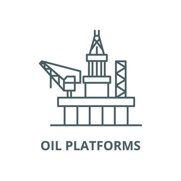 Plataformas de aceite vector icono de línea, concepto lineal, signo de contorno, símbolo — Vector de stock