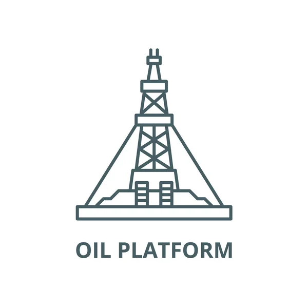 Icono de línea de vector de plataforma de producción de petróleo, concepto lineal, signo de contorno, símbolo — Vector de stock