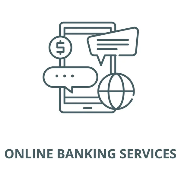 Online banking services vector line icon, linear concept, outline sign, symbol — Stock Vector