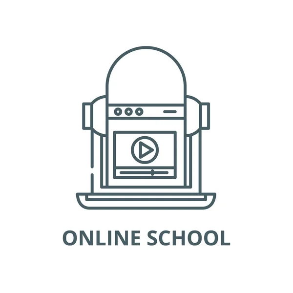 Online school vector lijn icoon, lineair concept, omtrek teken, symbool — Stockvector