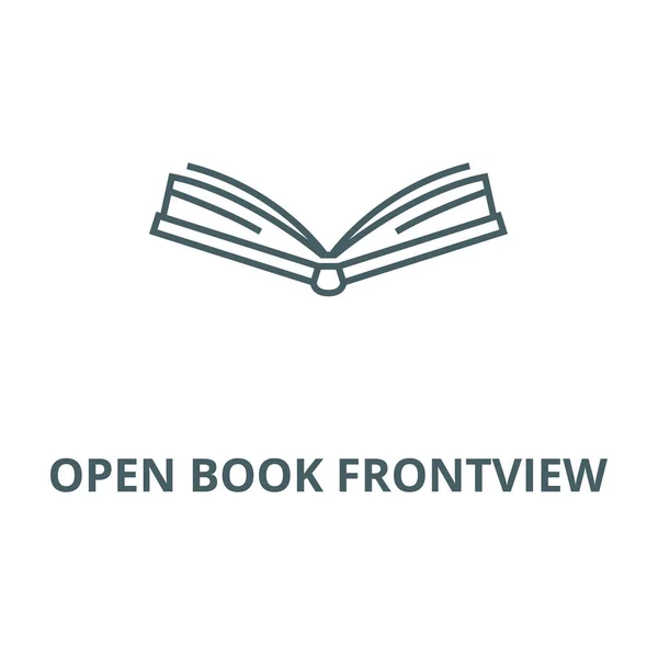 Ouvrez l'icône de ligne vectorielle de frontview de livre, concept linéaire, signe de contour, symbole — Image vectorielle