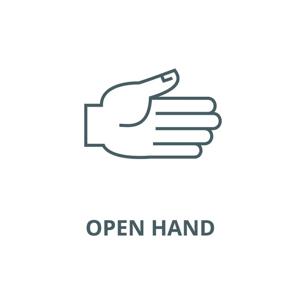 Nyitott kéz vektorvonal ikon, lineáris koncepció, vázlat jel, szimbólum — Stock Vector
