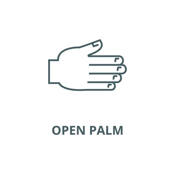 Icono de línea de vector de palma abierta, concepto lineal, signo de contorno, símbolo — Vector de stock
