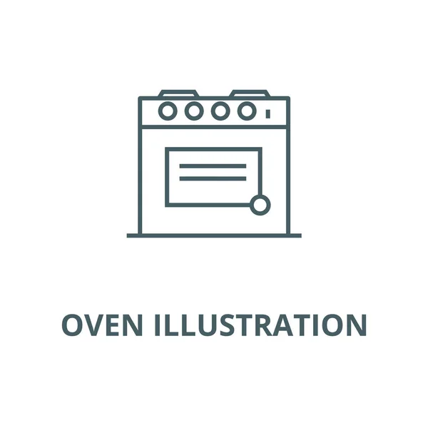 Oven illustration vector line icon, linear concept, outline sign, symbol — Stock Vector