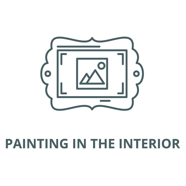 Peinture dans l'icône de la ligne vectorielle intérieure, concept linéaire, signe de contour, symbole — Image vectorielle