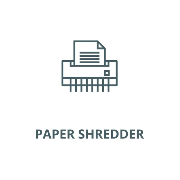 Измельчитель бумаги, значок векторной линии офисного принтера, линейная концепция, знак контура, символ — стоковый вектор