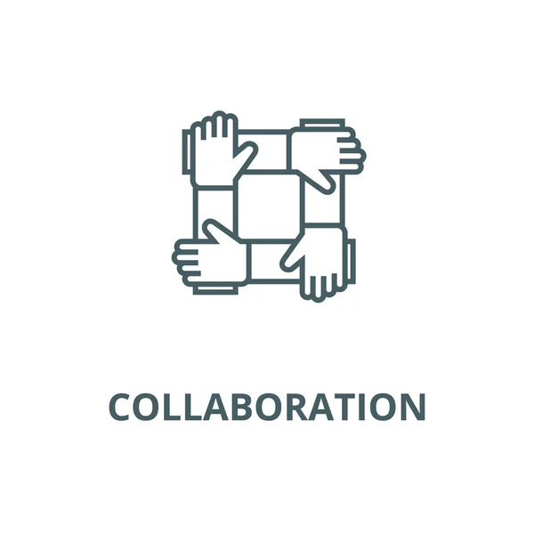 Partnerschap, samenwerking, Help vector lijn icoon, lineair concept, omtrek teken, symbool — Stockvector