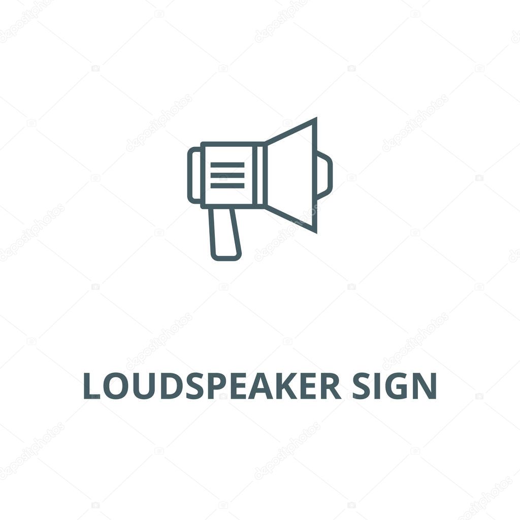 Loudspeaker sign vector line icon, linear concept, outline sign, symbol