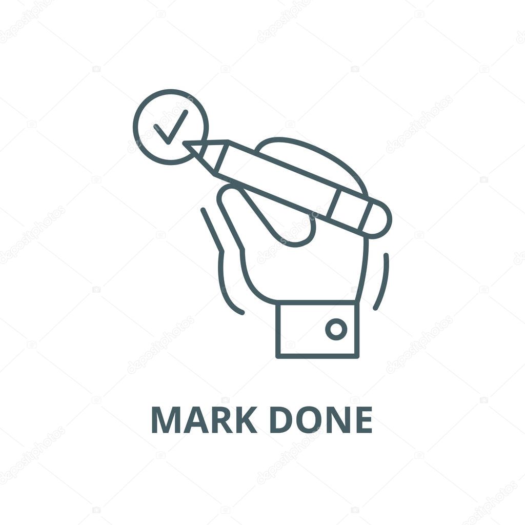 Mark done vector line icon, linear concept, outline sign, symbol