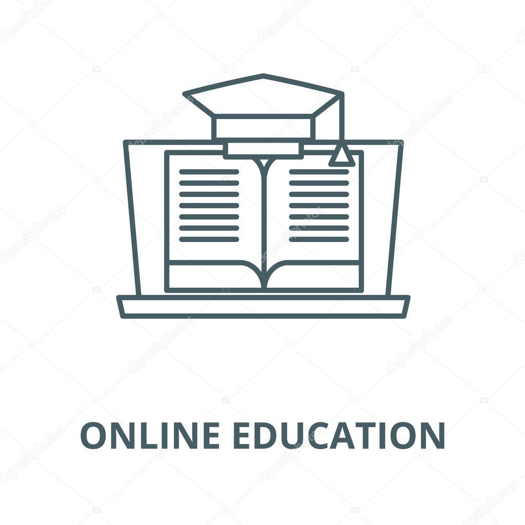 Online education vector line icon, linear concept, outline sign, symbol