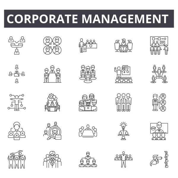 Icone della linea del sistema di gestione aziendale, segni, set vettoriale, concetto lineare, illustrazione dei contorni — Vettoriale Stock