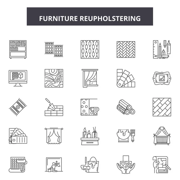 Furniture reupholstering line icons, signs, vector set, linear concept, outline illustration — Stock Vector
