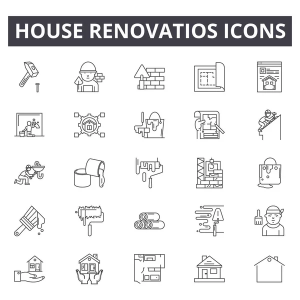 Huis renovatie lijn pictogrammen, tekenen, vector set, lineair concept, omtrek illustratie — Stockvector