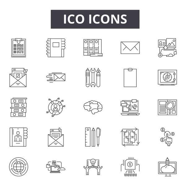 Ico iconos de línea de concepto, signos, conjunto de vectores, concepto lineal, esbozo ilustración — Vector de stock