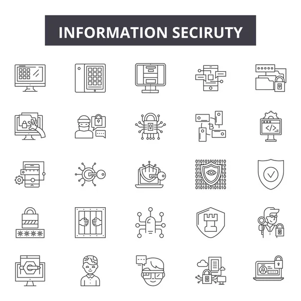 Iconos de línea de seguridad de la información, signos, conjunto de vectores, concepto lineal, ilustración de esquema — Vector de stock