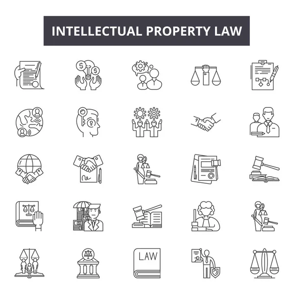 Iconos de línea de derecho de propiedad intelectual, signos, vector conjunto, concepto lineal, esquema ilustración — Vector de stock