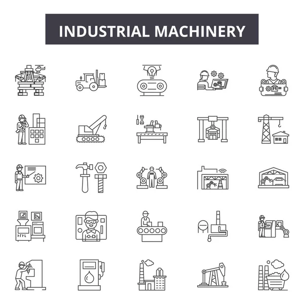 Maquinaria línea de maquinaria iconos, signos, conjunto de vectores, concepto lineal, esquema ilustración — Archivo Imágenes Vectoriales