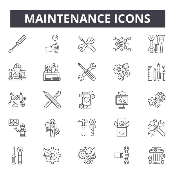 Icônes de ligne de concept de maintenance, signes, ensemble vectoriel, concept linéaire, illustration de contour — Image vectorielle