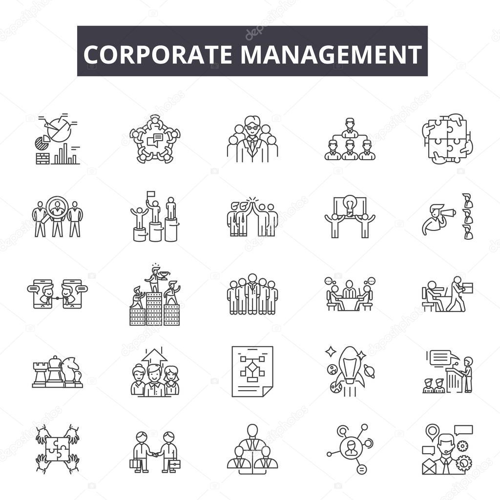 Corporate management line icons, signs, vector set, linear concept, outline illustration