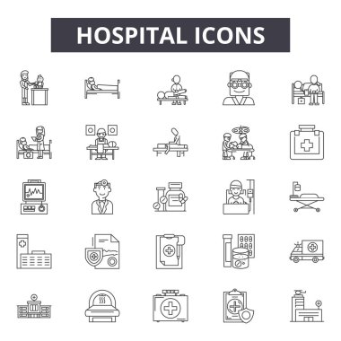 Hospital line icons, signs, vector set, linear concept, outline illustration clipart