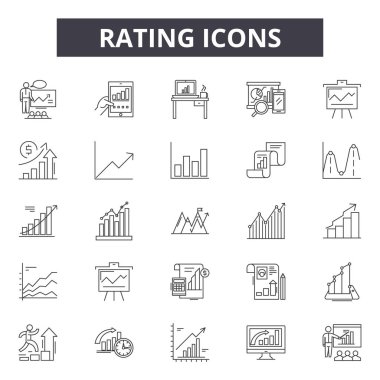 Derecelendirme çizgi simgeleri, işaretler, vektör kümesi, doğrusal kavram, anahat çizimi