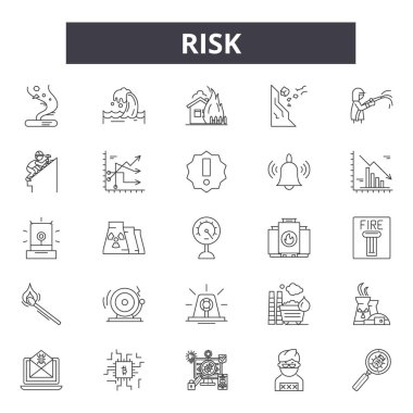 Risk çizgisi simgeleri, işaretler, vektör kümesi, doğrusal kavram, anahat çizimi