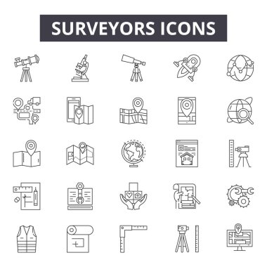 Surveyors line icons, signs, vector set, linear concept, outline illustration clipart