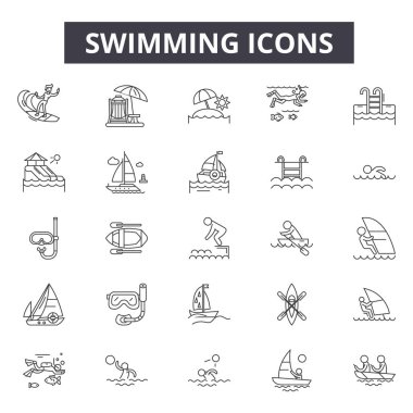 Swimming line icons, signs, vector set, linear concept, outline illustration clipart