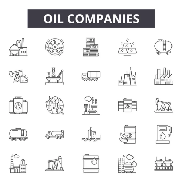 Compañías petroleras línea iconos, signos, vector conjunto, concepto lineal, esquema ilustración — Vector de stock