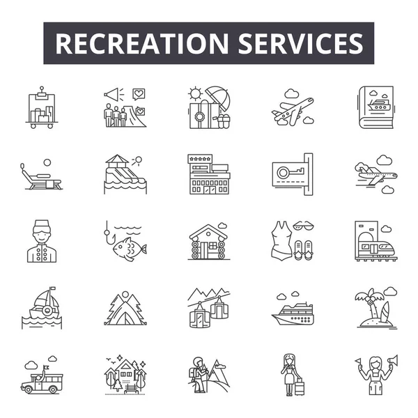 Recreatiediensten lijn iconen, tekenen, vector set, lineair concept, omtrek illustratie — Stockvector