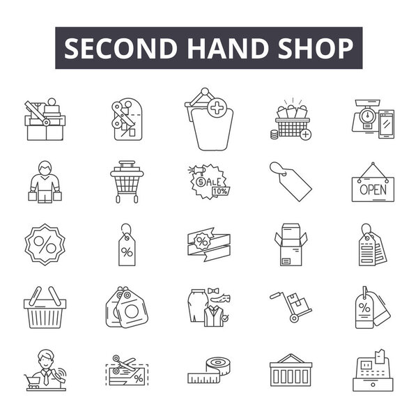 Second hand shop line icons, signs, vector set, linear concept, outline illustration