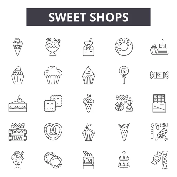 Sweet shops line icons, signs, vector set, linear concept, outline illustration — Stock Vector