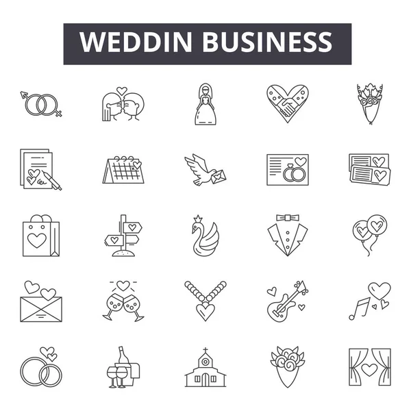 Ikony linii planowania ślubu, znaki, wektor zestaw, koncepcja liniowa, zarys ilustracji — Wektor stockowy