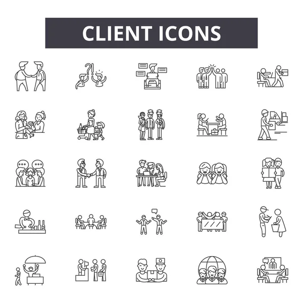 Iconos de línea de cliente, signos, conjunto de vectores, concepto lineal, ilustración de contorno — Vector de stock